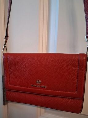 Michael Kors Red Pebbled Leather Crossbody